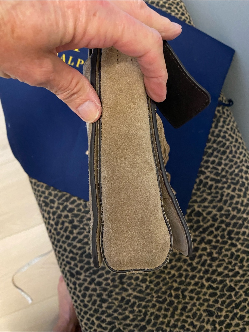 Polo Ralph Lauren Small Schooly Bag in Beige Suede + Strap + Dustbag - Picture 12 of 13